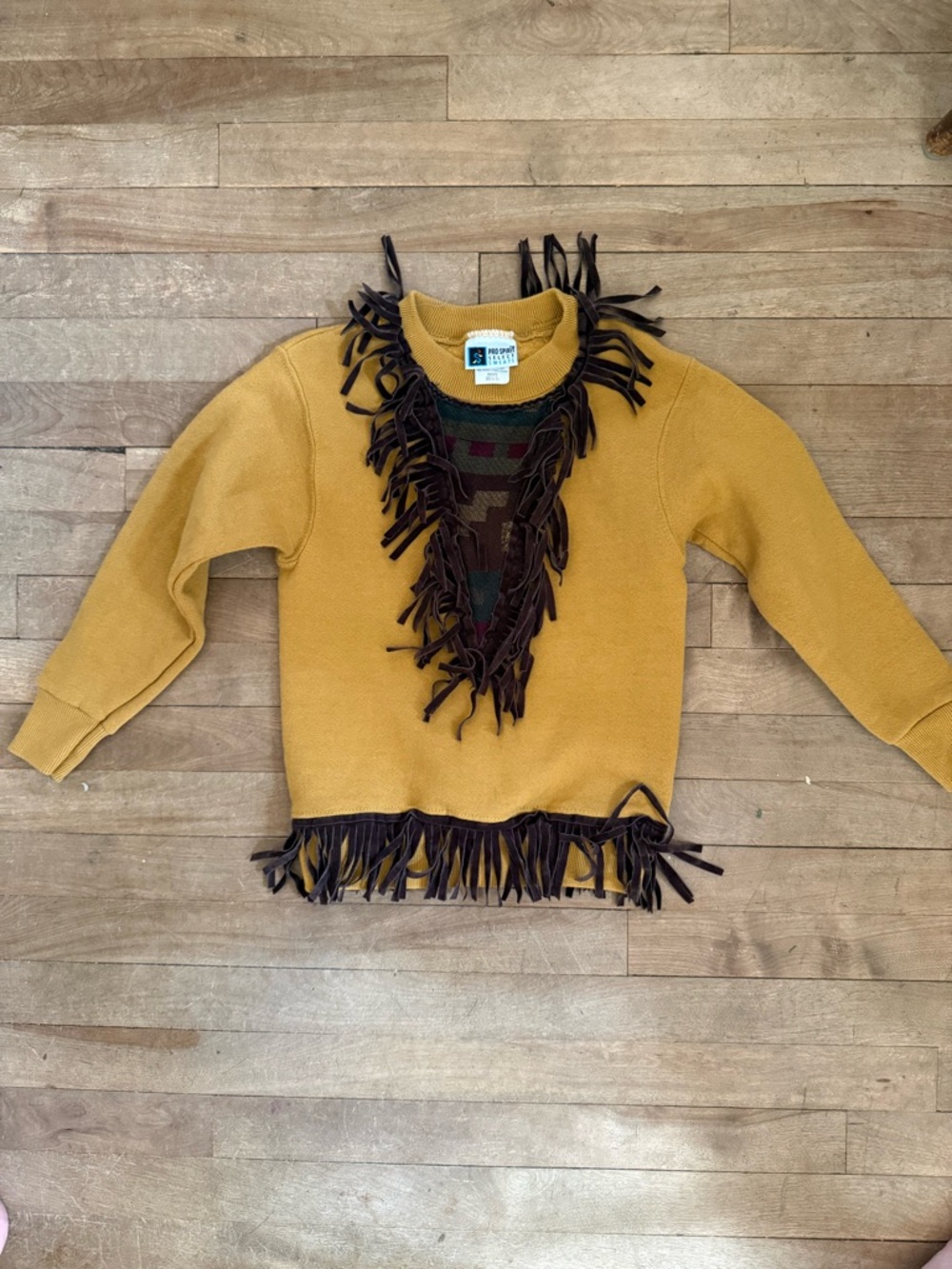 Pro Spirit Athletic Gear Mustard Yellow Fringe Kids Sweater